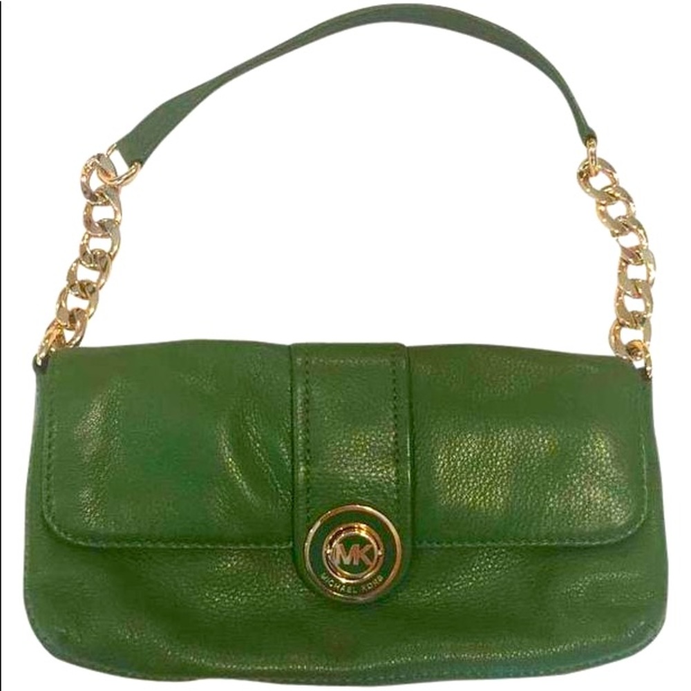 Final sale🔥NWOT Michael Kors Genuine Leather Pushlock Baguette Shoulder Bag - Picture 1 of 9
